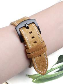 1 Pc Fashionable And Retroartificial Leather Watch Strap, Watch Accessories, Classic Stitching Design, Soft And Comfortable, It Is Suitable For Both Men And Women To Wear Daily In Summer.18mm 20mm 22mm