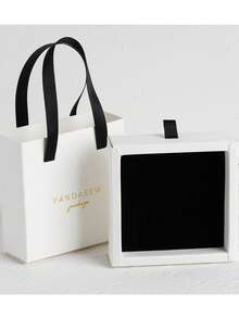 Paper Box Custom Jewelry Drawer Box Tote 10*10*3.5cm Personalized Logo Necklace Earrings Ring Jewelry Packaging Box Bulk