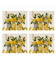 1 pièce/4 pièces/6 pièces/48 pièces Sets de table style nordique à motif citron, résistants à la chaleur, dessous de plats pour tasses à café et bols, lavables, fournitures de décoration pour fête, cottage, hôtel et maison