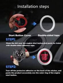Easypie Selection 1 件虎头发动机启动按钮盖 - 保护性点火开关装饰，通用汽车内饰配件 - 均碼 - 查看 3