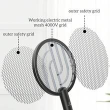 Electric Fly Swatter, 4000V Mosquito Killer, 2-In-1 Fly Swatter With 1200mAh Battery, Rechargeable Mosquito Killer Lamp, And 3-Layer Safety Net For Indoor And Outdoor Use - Black - View 5