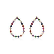 2 Stücke S925 Sterling Silber Ohrstecker in Tränenform mit bunten Kristallen für Frauen