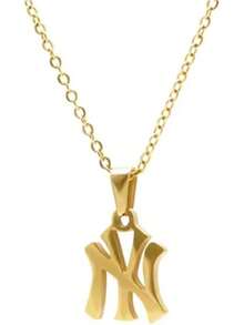 18K Gold Plated - Silver New York Necklace Stainless Steel Pendant Necklace Link Chain NY Pendant High Polished Finish Gift Idea2025 - 金子 - 查看 1