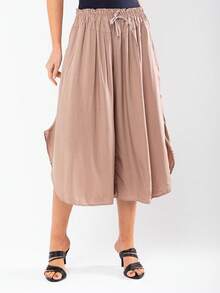 JIN SER Pentacurt Viscose Skirt Has Pocket - Khaki - View 2