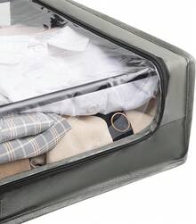 MU:4LIFE Set de 2 Bolsas de Almacenamiento Bajo la Cama con Ruedas Empotradas que No Ocupan Más Espacio, Asas y Ventana Transparente, Organizador Multiuso para Ropa, Zapatos y Juguetes (Gris) - gris - Ver 5