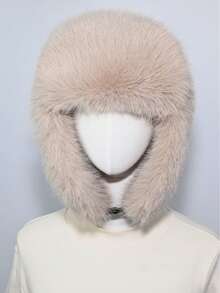 1pc Thick Faux Fox Fur Trapper Hat, Hat And Scarf Set Suitable For Autumn/Winter Outdoor Activities, Warm & Versatile For Hiking, Skiing, Cycling And Daily Wear, Retro Acrylic Bucket Hat, Fleece Lined Aviator Hat, Halloween Gift