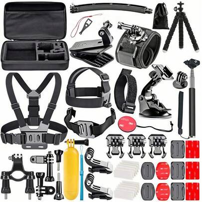 chaohongjia 每包 50 件三脚架配件适用于 GoPro Hero 13 12 11 10 9 支架浮动 Bobber 自拍杆 Go Pro 8 7 6 5 4 适用于 OSMO Action 5Pro 4 3 Insta360 X4 X3 SJ4000 ENEK H9R 相机