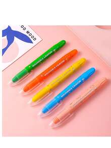 6pcs/10pcs Water-Soluble Large Capacity Colorful Crayon Rotary Drawing Pen, Children's Non-Staining Painting Brush, Oil Painting Brush