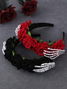 1 faixa de cabeça de aba larga com formato de osso de esqueleto de Halloween, estilo gótico escuro e engraçado, atmosfera de terror, faixa de cabeça personalizada, acessório de cabelo para mulheres, acessórios de cabelo, acessórios para festivais, faixa de cabelo, arco de cabelo, faixa de cabelo para mulheres, acessórios de beleza para casa, presentes para mulheres, acessório de cabeça - Multicolorido - Ver 1