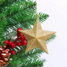 6pcs 8cm Gold Christmas Tree Ornaments, Star Christmas Decorations, Christmas Pentagram Decor Home Decor Room Decor Winter