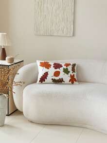 1 buc. Față de pernă cu broderie din frunze, asemănătoare lânii de oaie, potrivită pentru sufragerie, dormitor, petreceri și diverse medii, pentru toate anotimpurile, toamnă/iarnă - Multicolor - Vizualizare 15