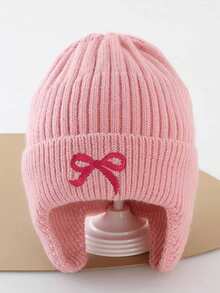 1pc Kids Beanie Hat, Autumn/Winter Thick Knitted Ear Warmer Hat For Girls, Butterfly Decor Warm Headwear, Suitable For Outdoor, Fits 3-8 Years Old - Multicolor - View 14