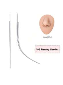 Aplicador de pendientes sin rosca de 14G/16G/18G con parte posterior plana, herramienta de inserción de piercing para nariz, labio, oreja, trágus, hélice y otros usos en joyería de perforación corporal