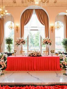 4pcs/1pc Pleated Solid Color Tableskirt, Suitable For Rectangular, Square, Round Tables, Ruffled Tablecloth, Wrinkle-Resistant And Easy To Clean, Applicable For Birthday Cake Table Decor, Banquet And Wedding Party, Bridal Shower, Various Party Celebrations