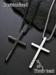 Custom Fashion Stainless Steel Cross Pendant Necklace, Custom Titanium Steel Cross Necklace, Versatile, Custom Sweater Chain, Accessories Suitable For Daily Wear, Unisex, Multifunctional, Decorative, Exquisite, Fashionable, Colorful, Unique, Can Be Used As A Unique Gift For Birthdays, Wedding Anniversaries, Girlfriends, Boyfriends, Parents, Wives, Husbands, Sisters, Brothers - Multicolor - View 1