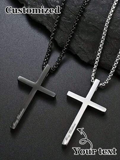 Custom Fashion Stainless Steel Cross Pendant Necklace, Custom Titanium Steel Cross Necklace, Versatile, Custom Sweater Chain, Accessories Suitable For Daily Wear, Unisex, Multifunctional, Decorative, Exquisite, Fashionable, Colorful, Unique, Can Be Used As A Unique Gift For Birthdays, Wedding Anniversaries, Girlfriends, Boyfriends, Parents, Wives, Husbands, Sisters, Brothers