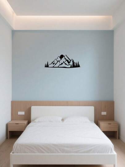 1 件圣诞山林黑色金属景观墙饰，适用于客厅卧室装饰，线条简洁，创意家居挂件，适用于现代家居装饰，家居装饰。适用于现代家居装饰，家居装饰，房间装饰，卧室装饰，浴室装饰，防水，防锈，耐用，墙面装饰，生日礼物，厨房，坚固不褪色