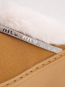 Damskie, jednokolorowe, ocieplane, grube, ciepłe buty śnieżne z kryształkami, modne, zimowe botki na platformie z miękką, pluszową podszewką, antypoślizgowe, wygodne, wsuwane buty z grubą podeszwą