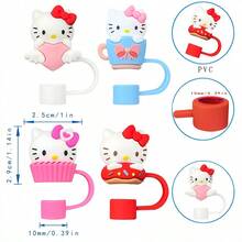 Sanrio Lindas tapas de silicona para pajitas, aptas para vasos a cuadros con pajitas, tapas para pajitas compatibles con tumblers de 30oz y 40oz, adorable protector de tapa de silicona, se ajusta a accesorios de vasos de 0.4 pulgadas/10mm