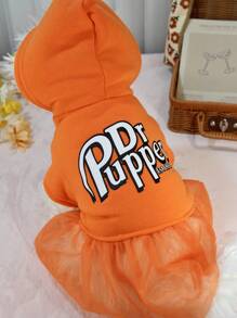 Pet Hooded Mesh Sweatshirt Dress, Outerwear For Small Cats, Small Dogs, Poodle, Bichon Frise