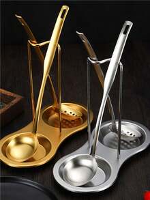 不锈钢立式汤勺架，厨房餐厅小工具，火锅店，自助餐，厨房装饰，勺架，餐具收纳架，便携式西式不锈钢汤勺和火锅勺架（不含勺子） - 彩色 - 查看 2