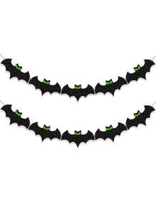 Halloween Decoration - Glow In The Dark Bat Eyes Banner For Halloween Bat Hanging Decor