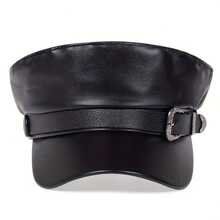 1Piece Men Metal Belt Buckle Pu Leather Flat Caps Outdoor Sunscreen Leisure Hat Spring Autumn Travel Tourism Beach Vacation - 彩色 - 查看 3