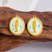 1pc/2pcs Luxury Delicate 304 Stainless Steel Electroplated Pendant Charms, Suitable For DIY Jewelry, Jewelry Making, Crafts - Ocean Life, Cherry, Flower Designs - Color - View 58