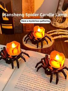 Halloween LED Pumpkin & Spider Candle Set - 2/6pcs Flameless Flickering Tea Lights For Festive Home Decor, Party Ambiance & Holiday Celebrations