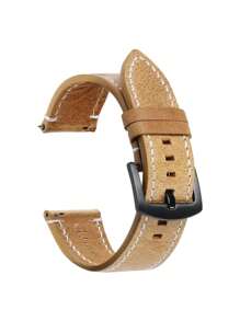 1 Pc Fashionable And Retroartificial Leather Watch Strap, Watch Accessories, Classic Stitching Design, Soft And Comfortable, It Is Suitable For Both Men And Women To Wear Daily In Summer.18mm 20mm 22mm
