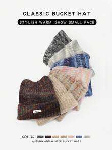 1 件扎染可爱涤纶针织猫耳帽，秋冬款