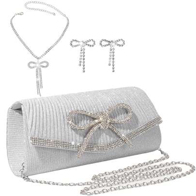 Women Evening Bag Wedding Party Prom Clutch Bling Rhinestone Purse Chain Handbag With Detachable Chain Strap,  Evening Bag Sparkly, Clutch Purses For Women Wedding Glitter, Women's Clutch Bags, Sequin Bag Envelope Handbags Purses For Women Bridal Fashion Lady Girl Bride Evening Clutch Bag For Prom Cocktail Party Wedding Engagement