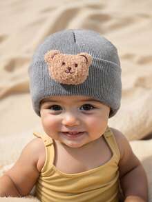 1 chiếc mũ len hình gấu cho bé trai và bé gái từ 0-12 tuổi, mũ len giữ ấm cho trẻ em - 1PC - Xem 20