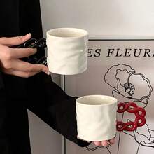 1pc Creative Ceramic Coffee Cup, Beautiful And Exquisite, Hand-Painted Craftsmanship, Mug, Coffee Cup, Breakfast Cup, Milk Cup, Office Water Cup, Home Tea Cup, Household, Kitchen And Restaurant Specific Insulated Hand Washing Cup, Suitable For Coffee, Tea, Hot Drinks, Afternoon Tea