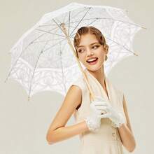 BABEYOND Lace Umbrella Parasol Vintage Wedding Bridal Umbrella For Decoration Photo Lady Costume Tea Party - White - View 2