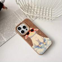 Funda para móvil con diseño de oveja moderna y gafas a la moda, resistente a golpes y caídas, fabricada en TPU con textura de piel de oveja, compatible con phone 15 Pro, 16 Pro, 14 Plus, 13 Reloj, 12, 11 Pro, XS, X y XR. Modelo SHJC2756 - Caqui - Ver 6