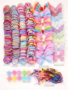 907 件/套女孩彩色蝴蝶发夹，可爱公主发饰，高弹耐用无损发带，发圈，婴儿发饰，多功能鸭夹，适合日常使用，礼物 - 彩色 - 查看 10