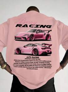 Men's Fashionable Versatile Racing Culture Graphic Print Short Sleeve T-Shirt, 2000s Style