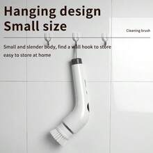Rechargeable Rotating Cleaning Brush, Wireless Electric Bath And Kitchen Tile Cleaning Brush With LED Display, 2 Speed Settings, 7 Replaceable Cleaning Heads, Adjustable And Detachable Long Handle, Battery Capacity: 2000mAh - White - View 7