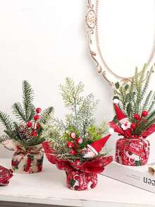 1PC Mini Christmas Tree, Christmas Pine Needle Bonsai, Christmas Desktop Fireplace, Home Decoration Christmas Decorations Room Decor Winter Christmas Decorations Home Christmas Gifts Christmas Decor - Christmas Tree - View 6