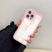 Floral Patchwork Mobile Phone Case, Designed With Delicate Flowers And Pastel Colors, Suitable For IPhone 16, 15, 14, 13, 12 And 11 Pro Models, Made Of TPU Material, And Provides Shockproof Protection. Perfect For Family, Friends, Children, Birthdays, Spring, Holidays, Boyfriends, Girlfriends, And Valentine's Day Gifts - 粉紅色CZ2 - 查看 7