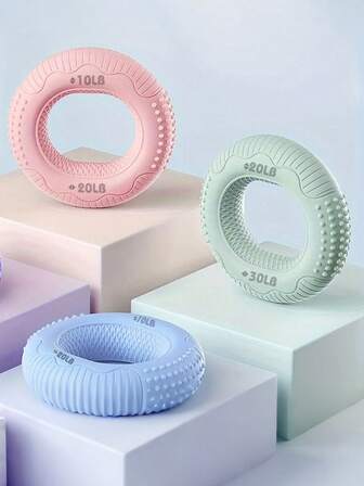 1 件硅胶握力器、握力训练器、手指锻炼器套装、前臂握力锻炼、硅胶手握力器、适用于攀岩、家庭和办公室、肌肉强化训练工具