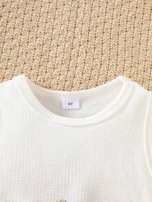 Bộ 2 món Thu/Đông cho bé gái 4-7 tuổi: Áo khoác vải họa tiết và váy lưới hoa, phong cách thường ngày để mặc hàng ngày - trắng - Xem 9