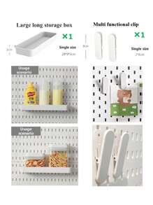 Najlepiej sprzedający się artykuł do domu, Basic Living 1 szt. montowany na ścianie i bez wiercenia plastikowa tablica perforowana, zestaw akcesoriów o wielu kombinacjach, uniwersalna tablica perforowana do przechowywania z różnymi pudełkami do przechowywania i metalowymi haczykami, odpowiednia do warsztatu garażowego/organizacji i przechowywania w kuchni domowej/biurze/pokoju rzemieślniczym/łazience (28*28 cm)