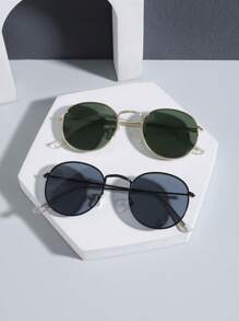 1 件男士休闲优雅复古圆框全框金属时尚眼镜，适合户外活动和服装