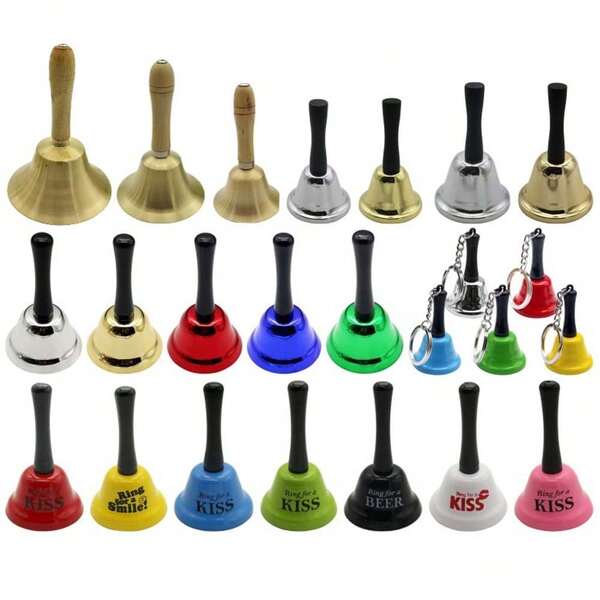 Hand Call Bell With Keychain, Wedding & Dinner Bells For Classroom & Restaurant Service