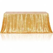 Gold Sequin Tablecloth 50x50 Inch, Sparkly Glitter Table Cover, Seamless Rectangle For Wedding, Birthday, Banquet,  Photo Backdrop, Party DecorationSilver Sequin Tablecloth 50x50 Inches Shiny Seamless Design Wedding/Birthday Party/Photography Background Universal Enhance The Sense Of Luxury Of Decoration(Wedding Banqueta Party Autuumn Elegant Bridal Shower Table Decoration Dining Table Wedding Party EventHalloween Christmas:DecorationThanksgiving Dayfestival Home Decor) - Gold - View 1