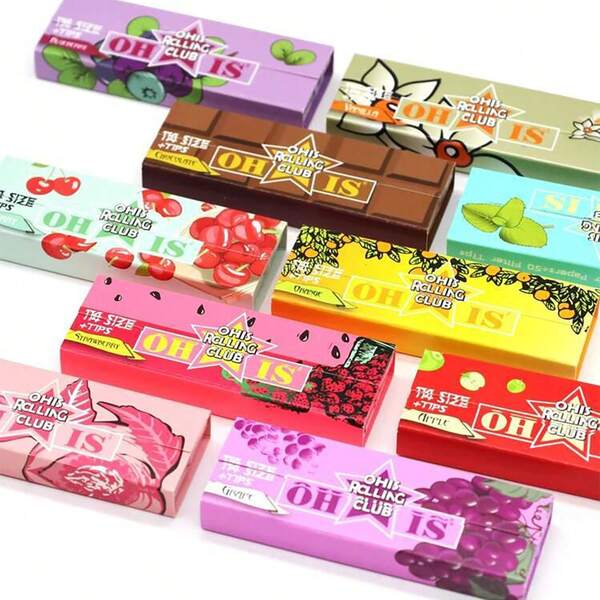 2 Packungen langsam brennende duftende Drehtabakpapiere (50 Drehtabakpapiere + 50 Filterpapiere pro Packung), Raucherzubehör, fruchtaromatisierte Drehtabakpapiere, Geschenk für rauchende Freunde