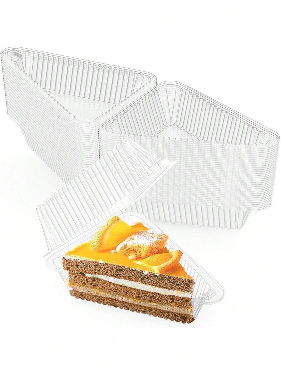 Kuchenscheiben Plastikbehälter, Kuchenträger, rechteckige Kuchenbehälter mit Deckel, transparente individuelle Kuchenboxen, Lebensmittelbehälter, To-Go-Boxen für Desserts, Kuchen, Kekse, Pasta, Sandwiches, für Partys, Geburtstagsdekoration, Küchenorganisatoren und -aufbewahrung, Küchenartikel, Feste, Partys, für Halloween oder Weihnachtspartys, für Käsekuchen, Torte Dessert Dreieckdesign, einfach zu lagern und auszustellen für Zuhause, Bäckerei und Café