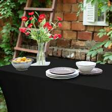 Utopia Kitchen Table Cloth 1 Pack Wrinkle Resistant Tight, Fitted, Washable And Spandex Stretch Rectangular Patio Table Cover 183L X 76W Cm For Event, Wedding, Banquet & Parties – [EXPRESS DELIVERY] - Black - View 4